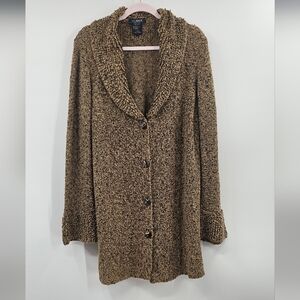 Clorinda Made In Italy Wool Blend Brown Sweater Coat Size 1X